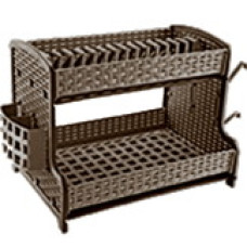 KP0731BR  Сушилка для посуду (10) "Ротанг" 28,5*40,5*33cm (коричнева)
