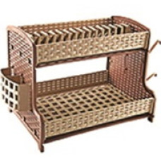 KP0731CU  Сушилка для посуду (10) "Ротанг" 28,5*40,5*33cm (капучино)