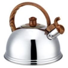 0672  Чайник 2.7л. нерж. со свистком (ручка: корич, красн, бирюз, мрам.)