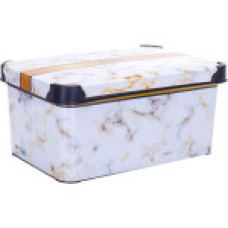 KP0648WM  Контейнер з кришкою декор  20 л   39*29*23cm білий мрамор