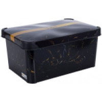 KP0648BM  Контейнер з кришкою декор  20 л   39*29*23cm чорний мрамор