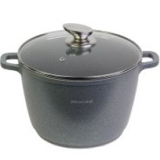 4427  Кастрюля 24cm. 6,2л. Высокая из литого алюм. с антипр. покр. "Гранит" и стекл. крышкой