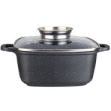 Каструля квадратна 22x9,5 см 3,5 л литий алюміній, Black marble, кришка скло VZ8008