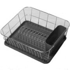 Сушарка для посуду 37x33x13,5 см хромована сталь з піддоном Чорний 0763C