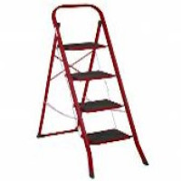 Драбина RED MAX-4 сходинки метал з гумовим покриттям 91×48×6 см сходинка 30×20 см Червона  C2124