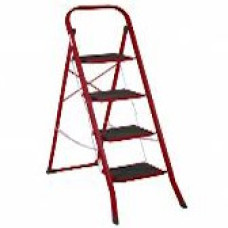 Драбина RED MAX-4 сходинки метал з гумовим покриттям 91×48×6 см сходинка 30×20 см Червона  C2124