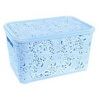 Контейнер "Ажур" з кришкою 7,5 л 20x30x16 см Голубий PB-0012/3
