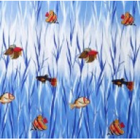 3611TF  Шторка для душа Miranda TROPICAL FISH, 180х200см, блакитний