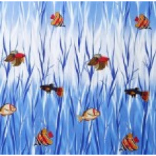 3611TF  Шторка для душа Miranda TROPICAL FISH, 180х200см, блакитний
