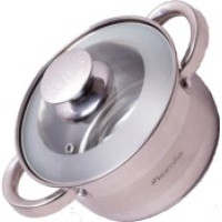 4520S  Кастрюля 3.9л. нерж. с крышкой с сатиновым напылением и полыми ручками