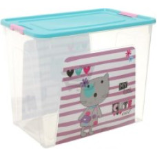 124048/2  Контейнер "Smart Box" декором. Pet Shop 27л. (прозр.-розов.-бирюз.)