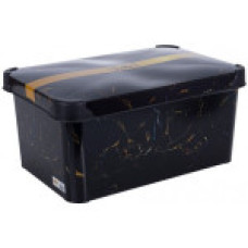 KP0647BM  Контейнер з кришкою декор  10 л  34,5*23*14cm Black marble
