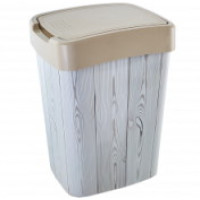 121066/10 Відро для сміття EURO Decor, 10л, ("Дерево" крем.)