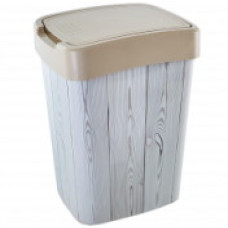121066/10 Відро для сміття EURO Decor, 10л, ("Дерево" крем.)